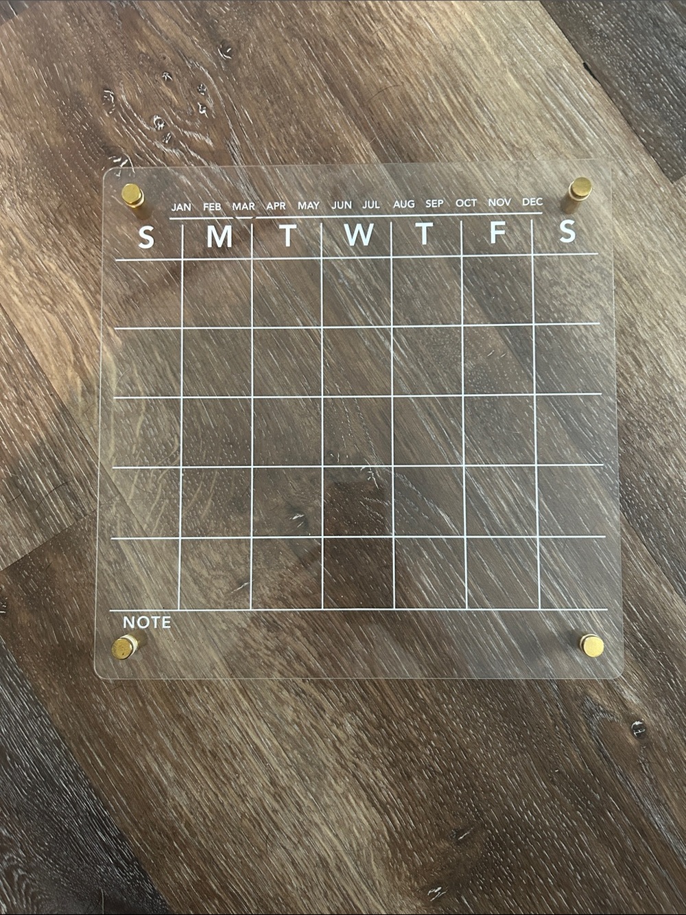Clear Acrylic Monthly Wall Calendar - Transparent